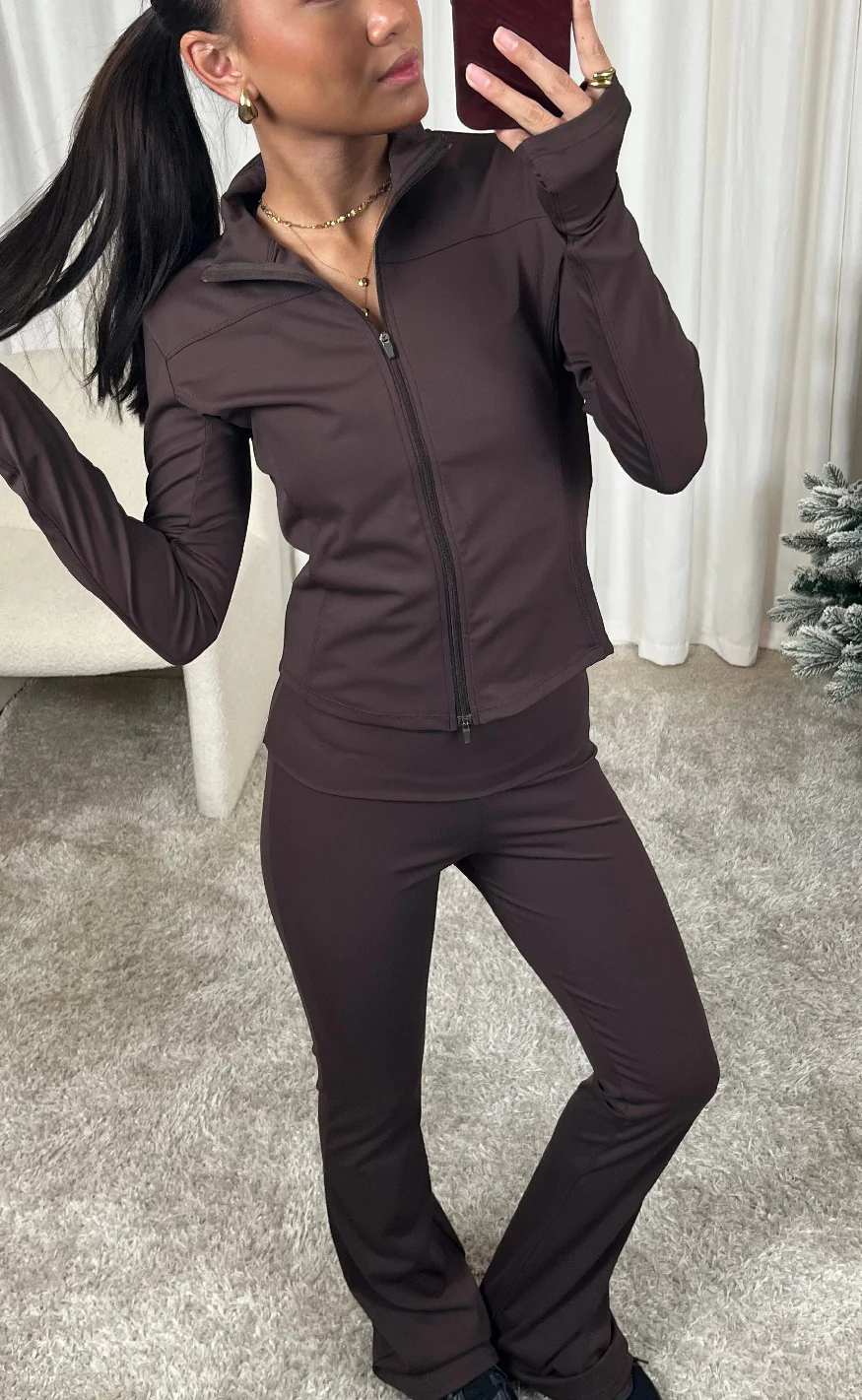 Neo Noir Bluse - Nolana Zip - Chocolate Brown - Image 9