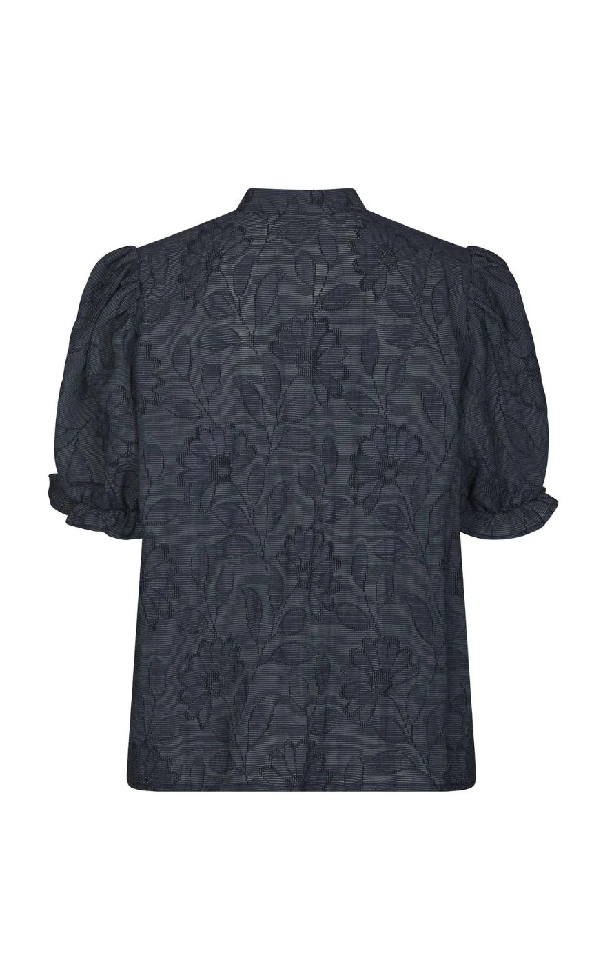 Neo Noir Bluse - Zika Flower - Dark Blue - Image 4