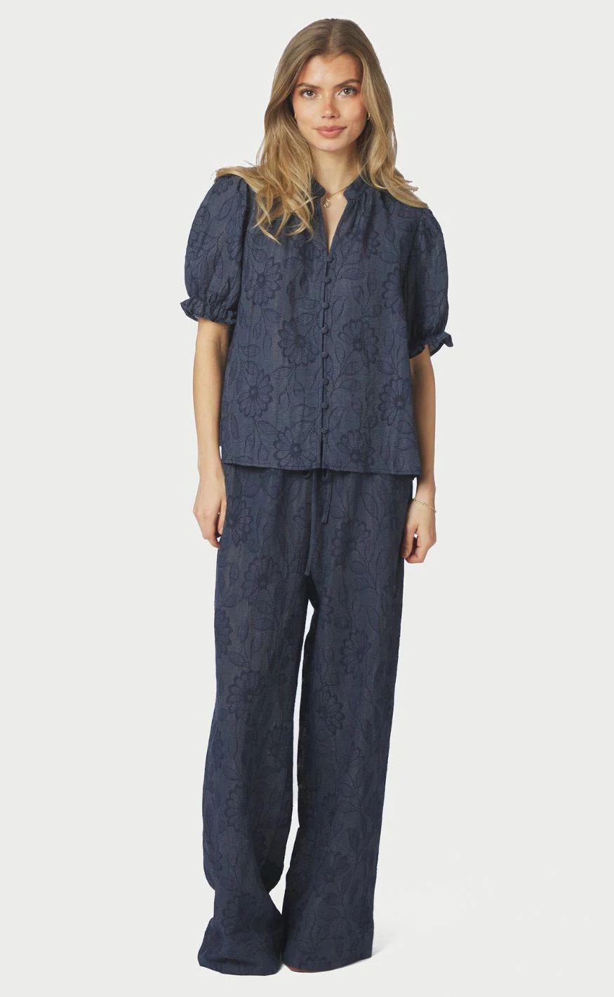 Neo Noir Bluse - Zika Flower - Dark Blue - Image 5