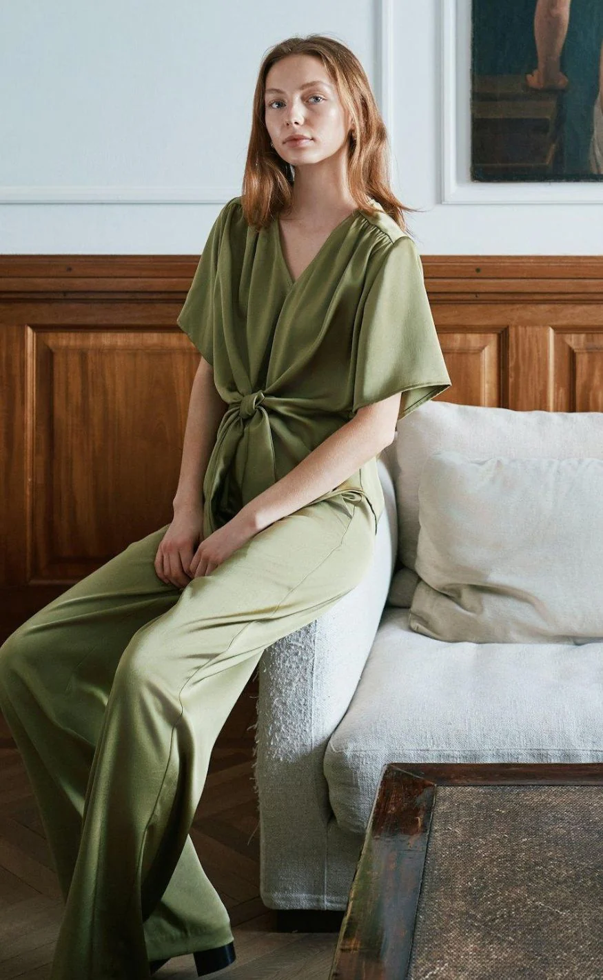 Neo Noir Bukser - Emmett Heavy Sateen - Sage Green - Image 3