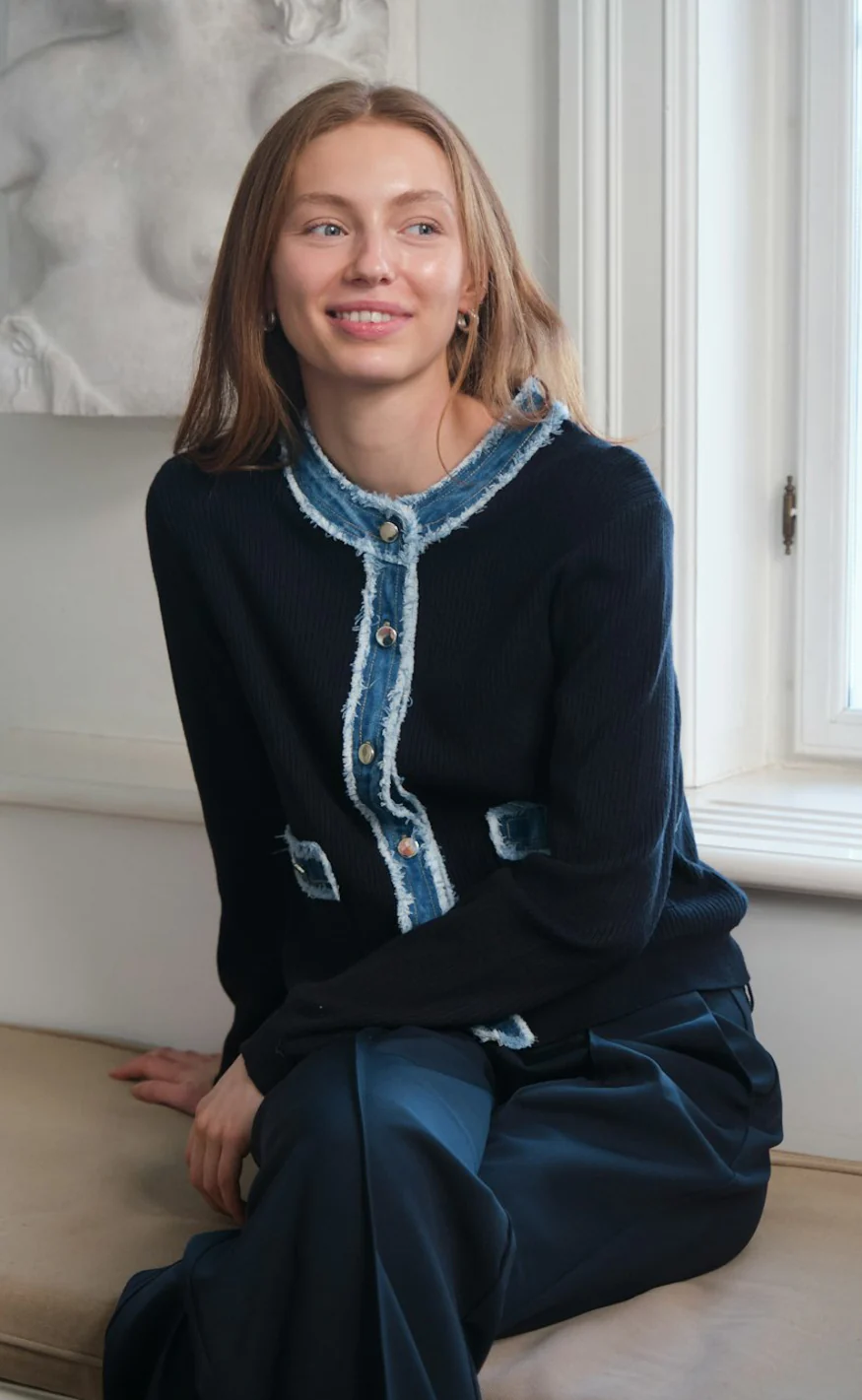 Neo Noir Cardigan - Zelma Denim - Navy - Image 11