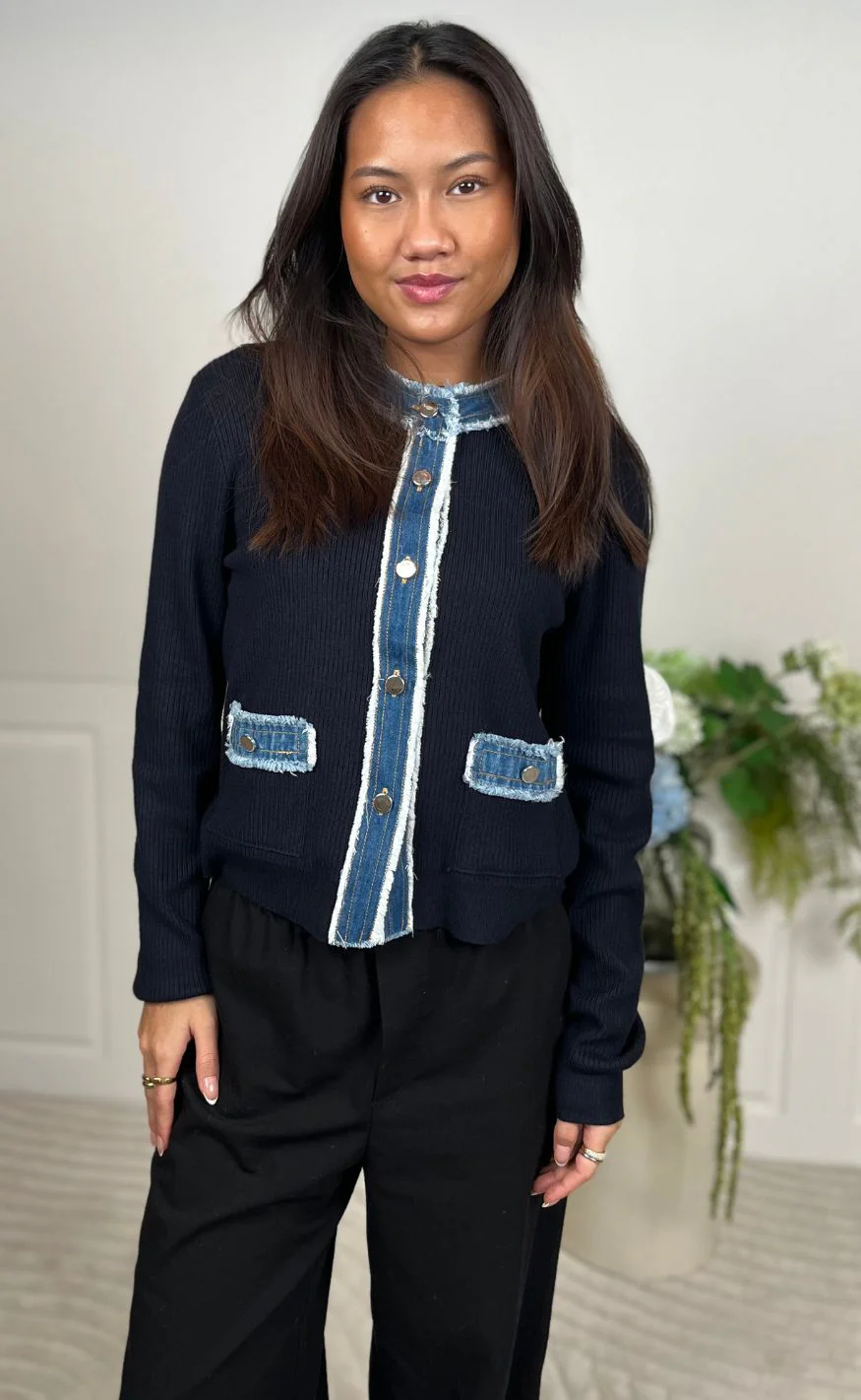 Neo Noir Cardigan - Zelma Denim - Navy - Image 13