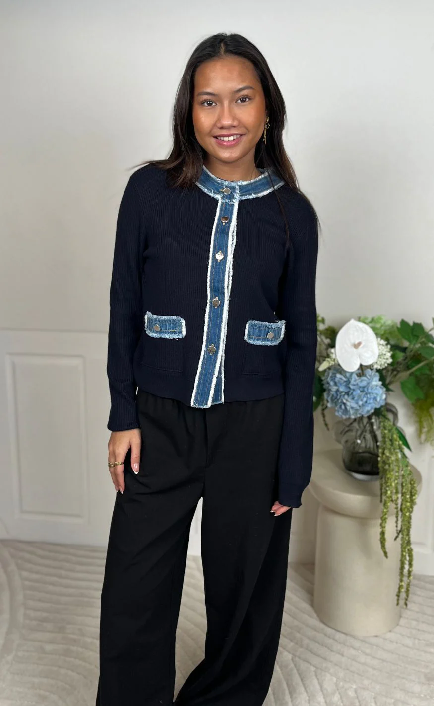 Neo Noir Cardigan - Zelma Denim - Navy - Image 14