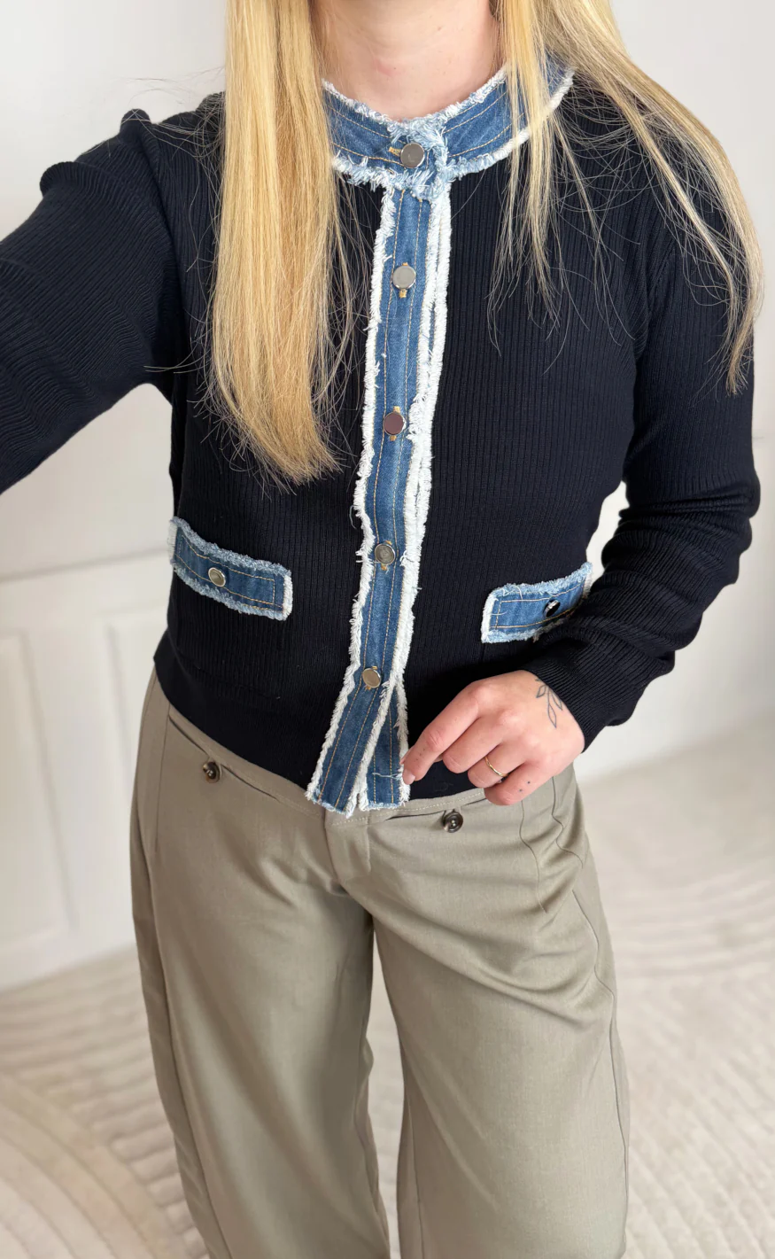 Neo Noir Cardigan - Zelma Denim - Navy - Image 6