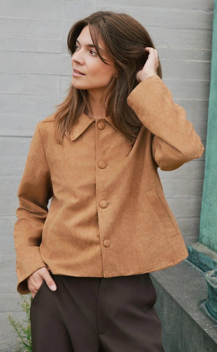 Neo Noir Jakke - Nilo Faux Suede - Cognac - Image 3