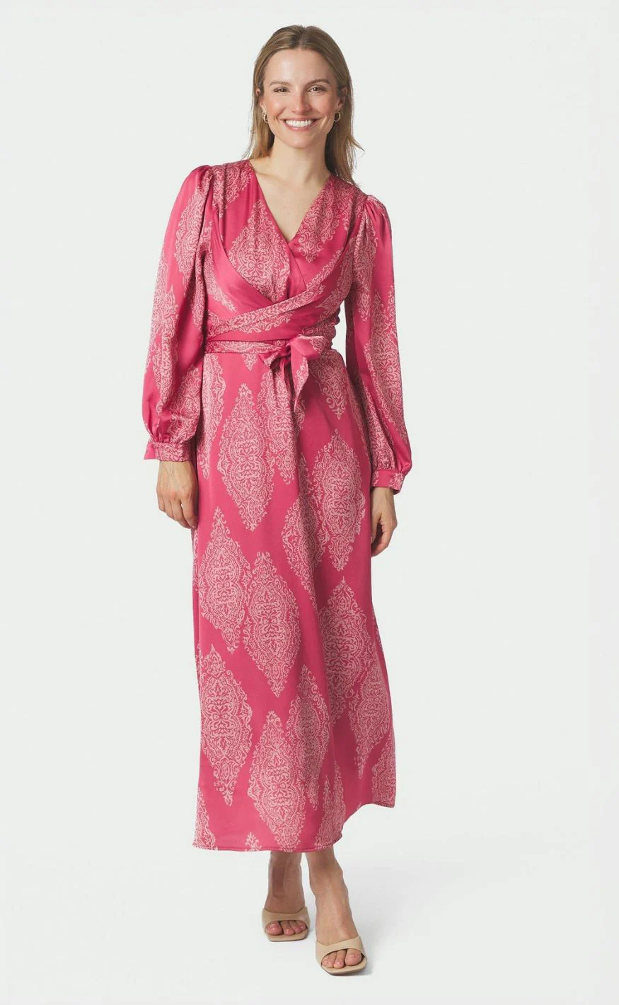 Neo Noir Kjole - Bretti Paisley Drop - Cherry Pink - Image 2