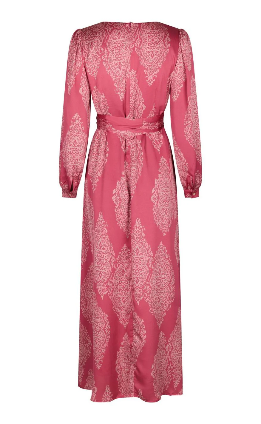 Neo Noir Kjole - Bretti Paisley Drop - Cherry Pink - Image 4