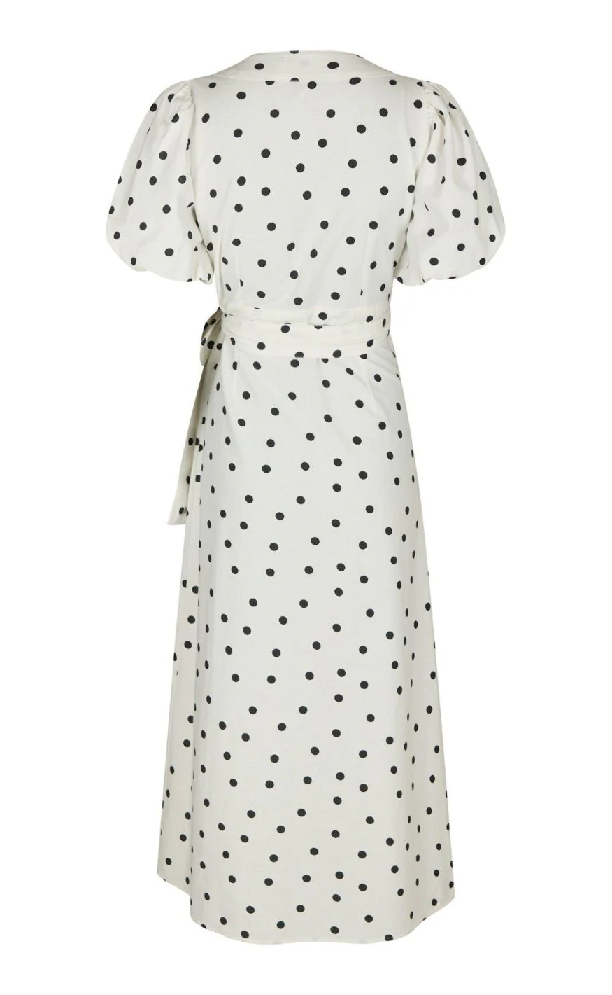 Neo Noir Kjole - Clarine Linen Dot - White - Image 3