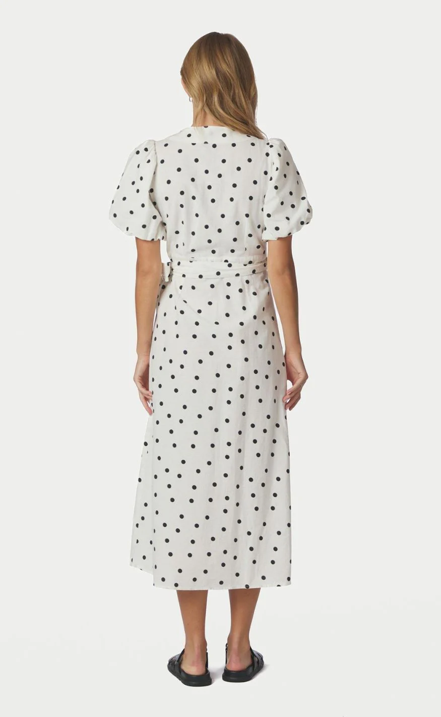 Neo Noir Kjole - Clarine Linen Dot - White - Image 4