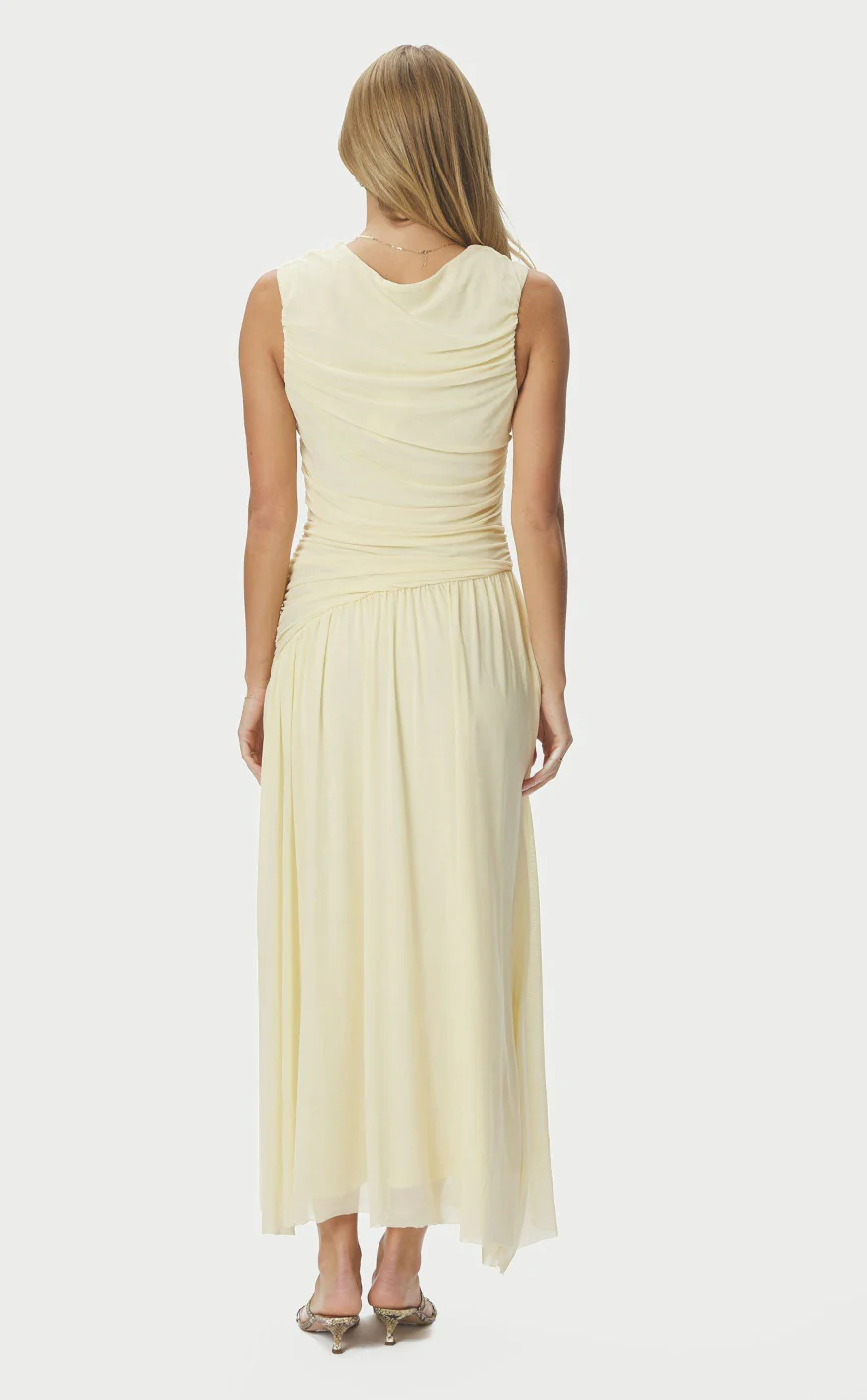 Neo Noir Kjole - Cludine Mesh - Light Yellow - Image 6