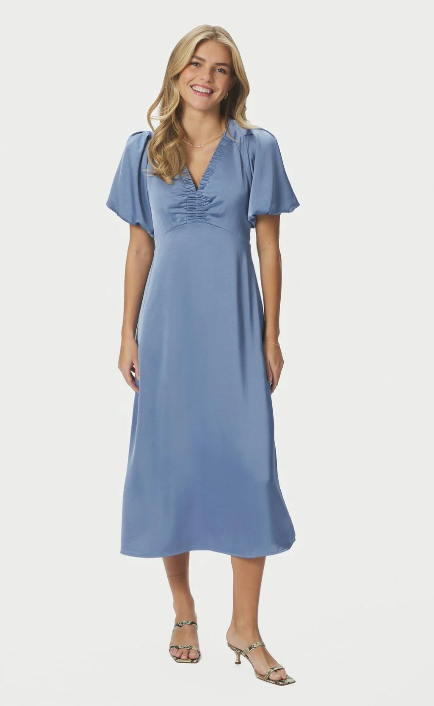 Neo Noir Kjole - Illana Heavy Sateen - Smoke Blue - Image 6