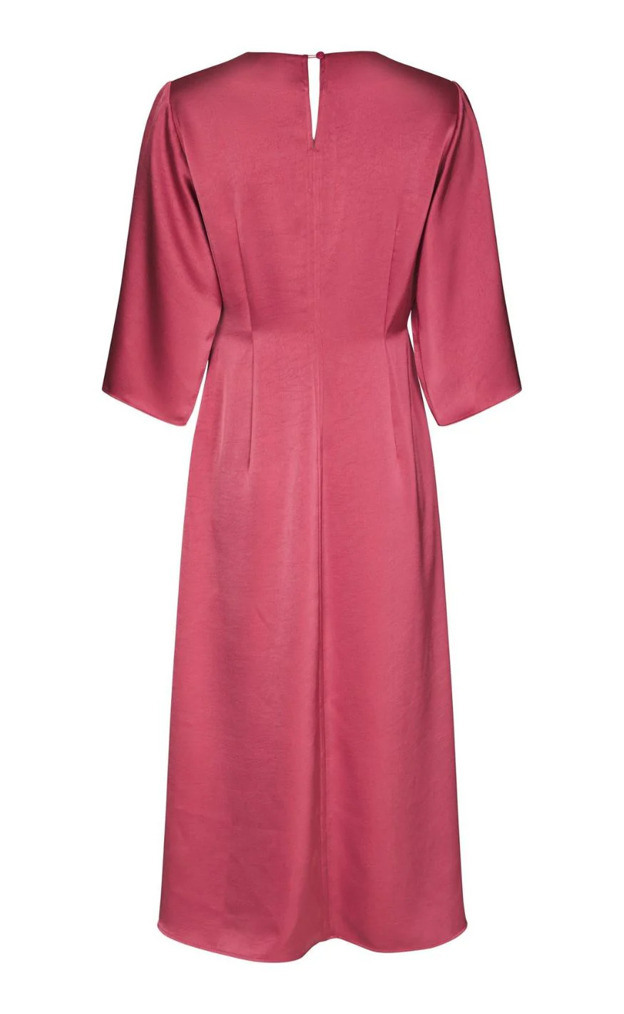 Neo Noir Kjole - Remara Heavy Sateen - Cherry Pink - Image 3