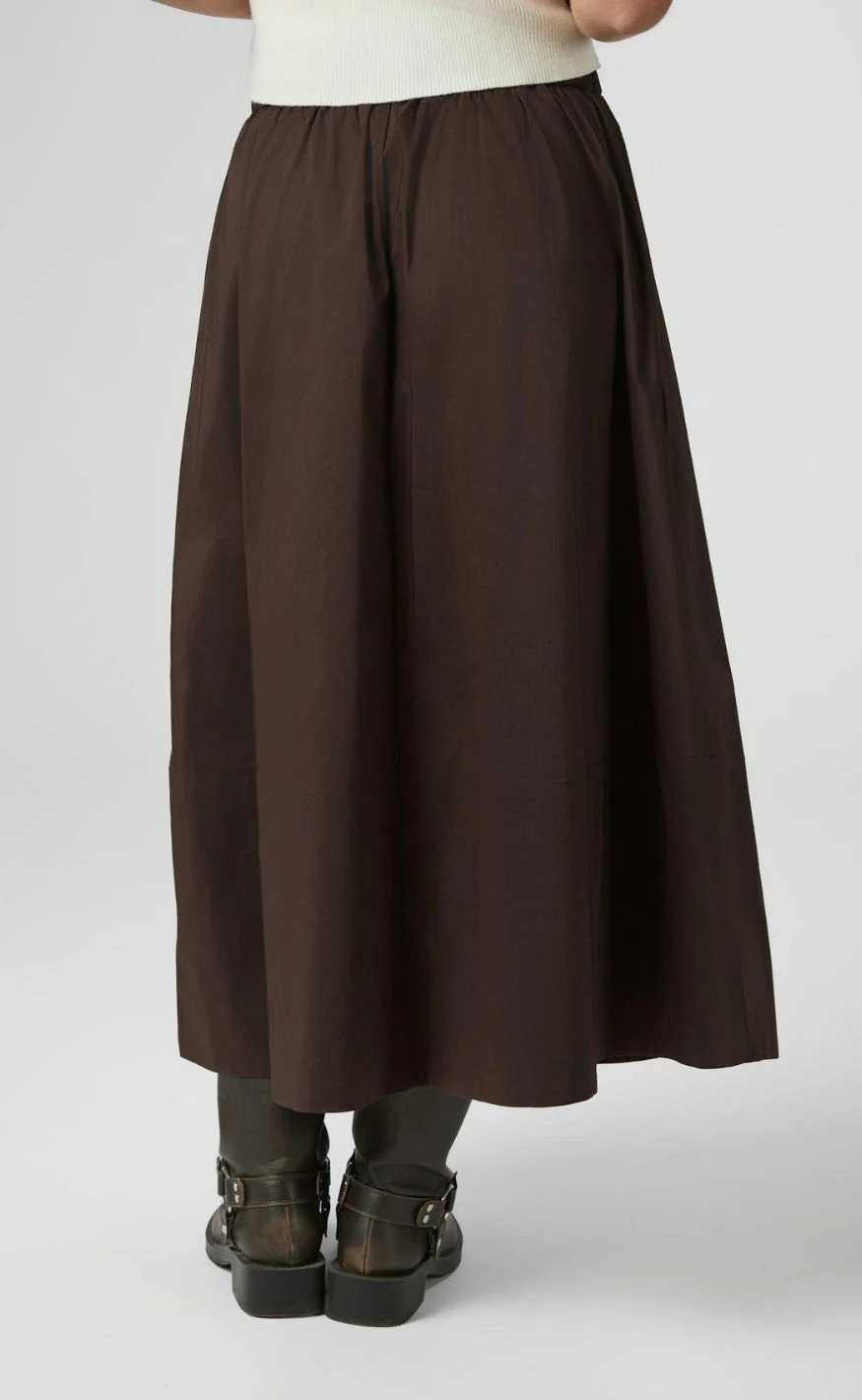 Neo Noir Nederdel - Yara Poplin - Chocolate Brown - Image 5