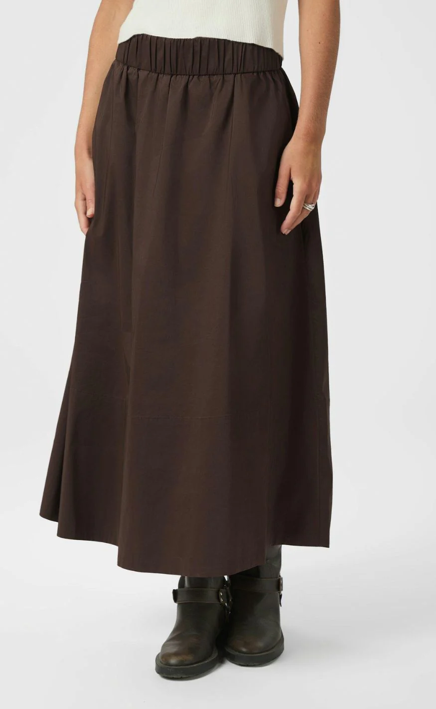 Neo Noir Nederdel - Yara Poplin - Chocolate Brown - Image 6