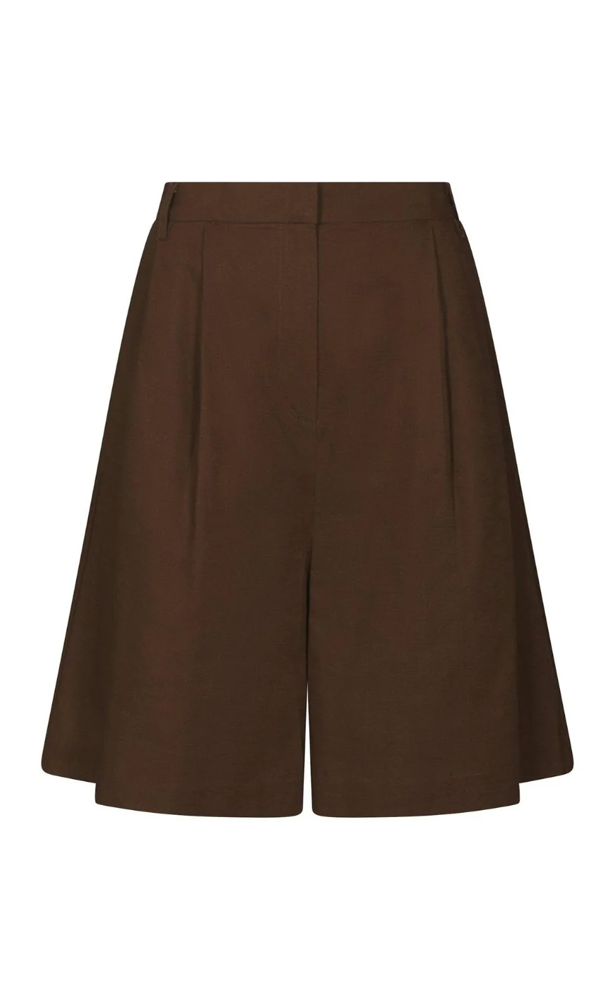 Neo Noir Shorts - Nika Linen - Dark Brown
