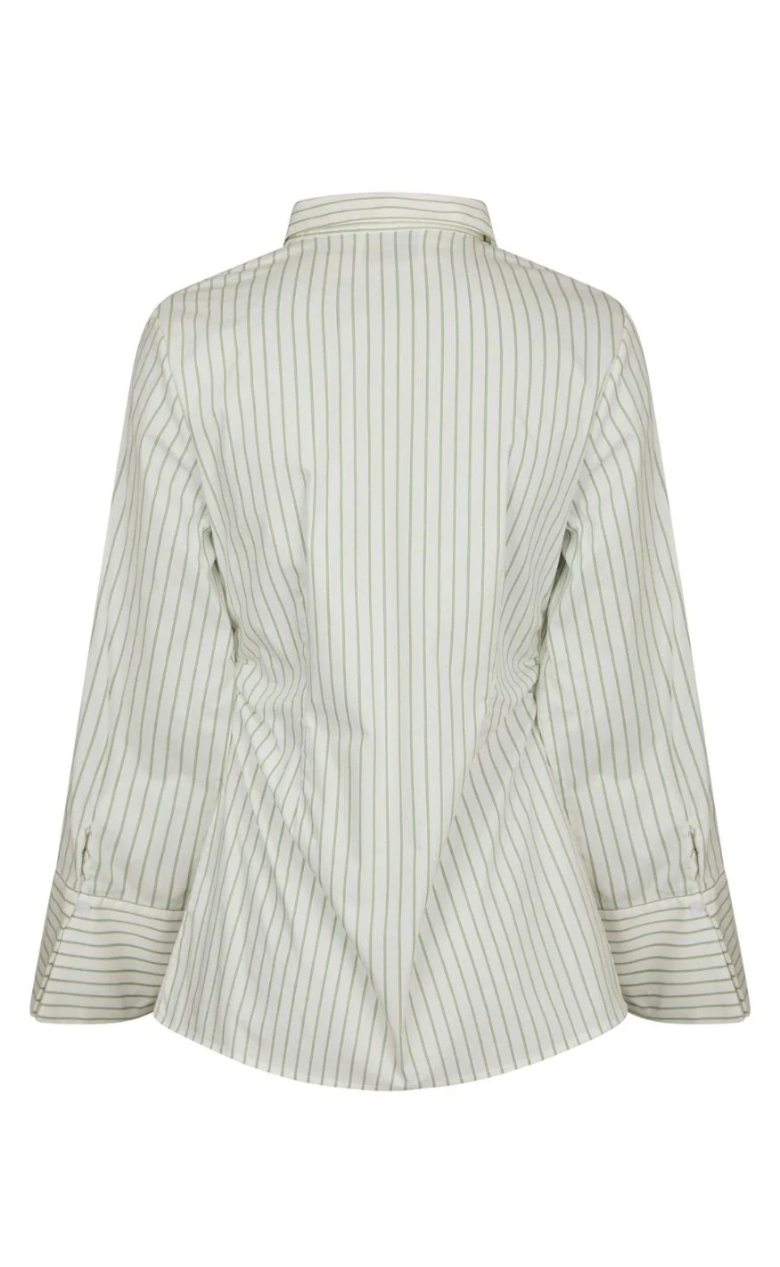 Neo Noir Skjorte - Caroli Stripe - Dusty Green - Image 8