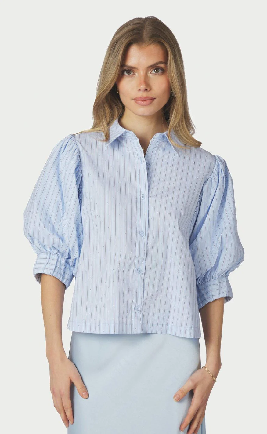 Neo Noir Skjorte - Etta Stripe Stone - Light Blue - Image 2