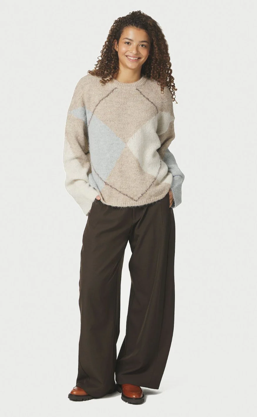 Neo Noir Strik - Inga Check - Beige Melange - Image 5