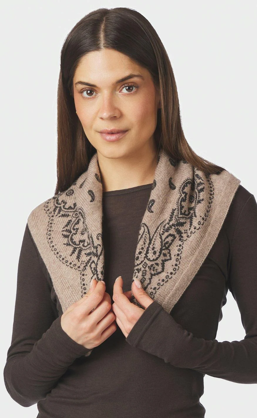 Neo Noir Tørklæde - Adelina Paisley - Beige Melange - Image 2