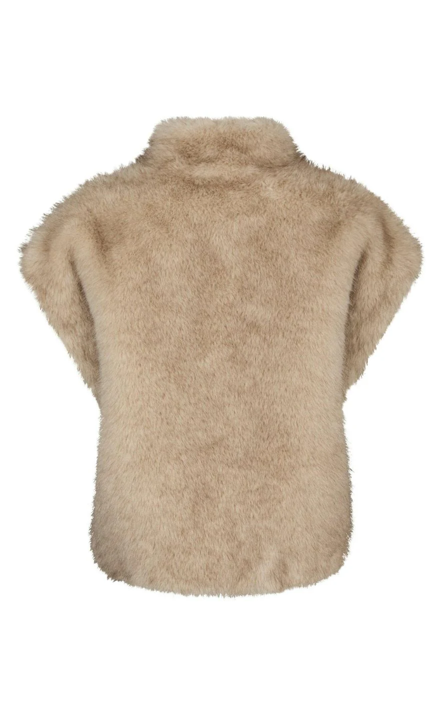 Neo Noir Vest - Kevini Faux Fur - Beige - Image 3