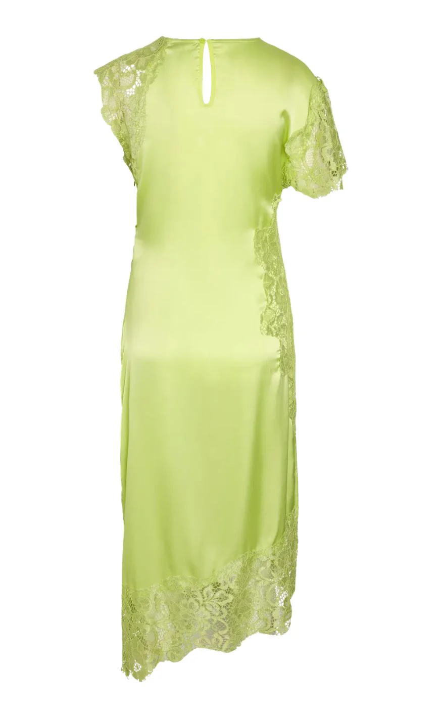 Noisy May Kjole - Wren S/S Satin Lace Long - Daiquiri Green - Image 3