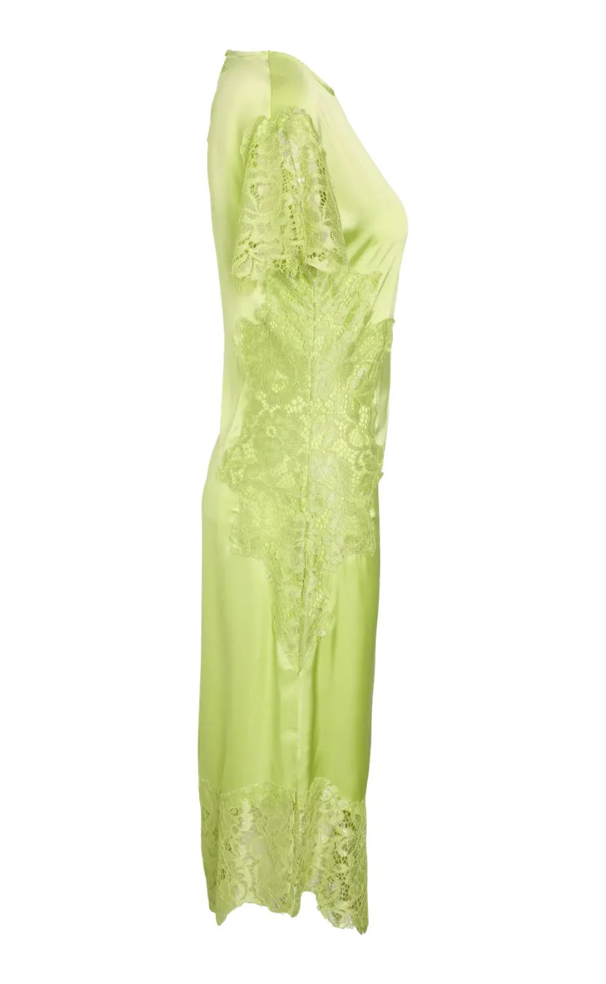 Noisy May Kjole - Wren S/S Satin Lace Long - Daiquiri Green - Image 4