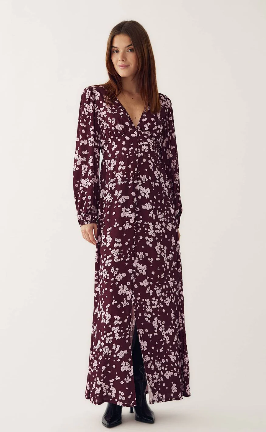 Noella Kjole - Lilith Maxi - Deja Burgundy Print - Image 6
