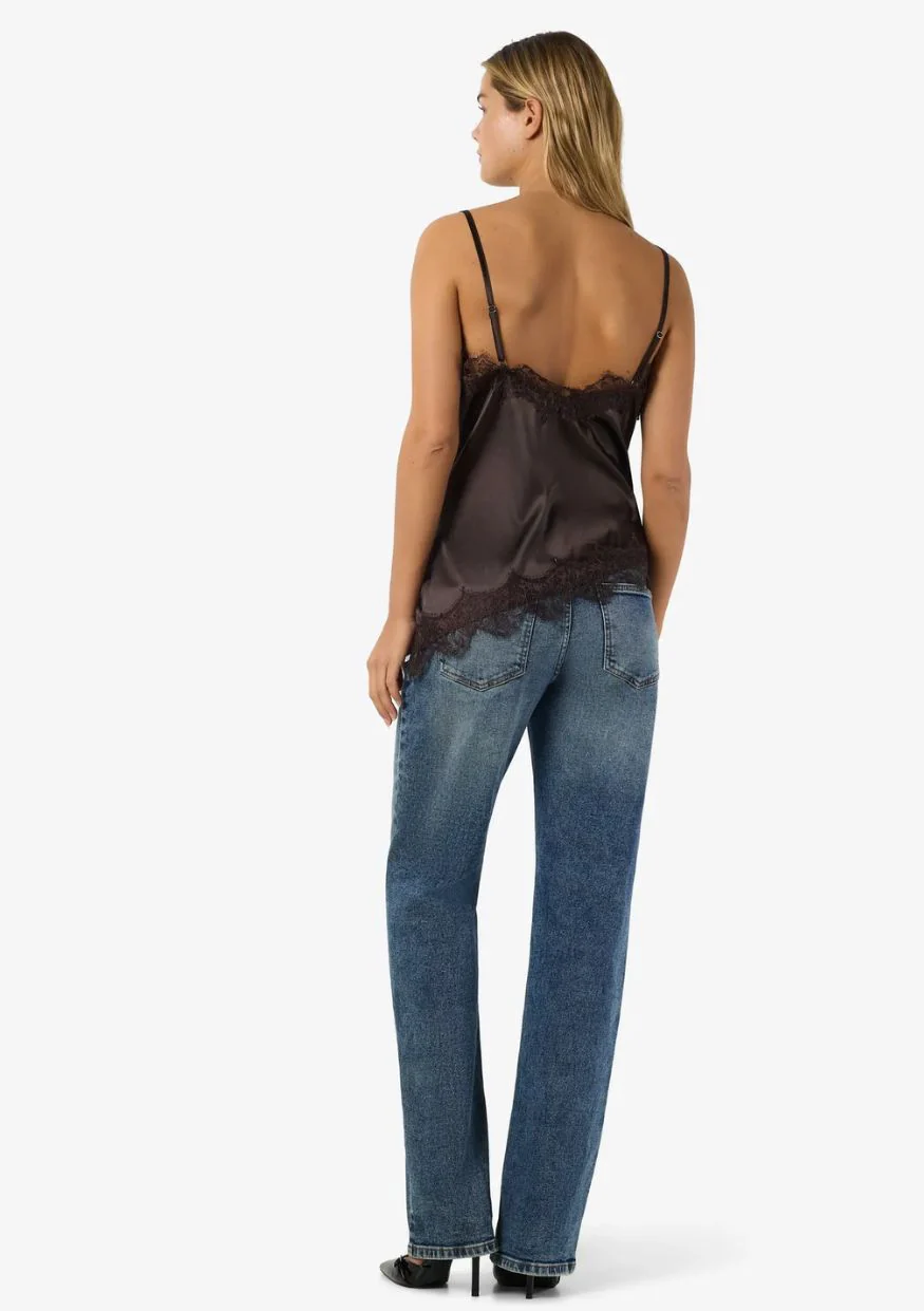 Noisy May Top - Sofie Satin - Chocolate Brown - Image 3