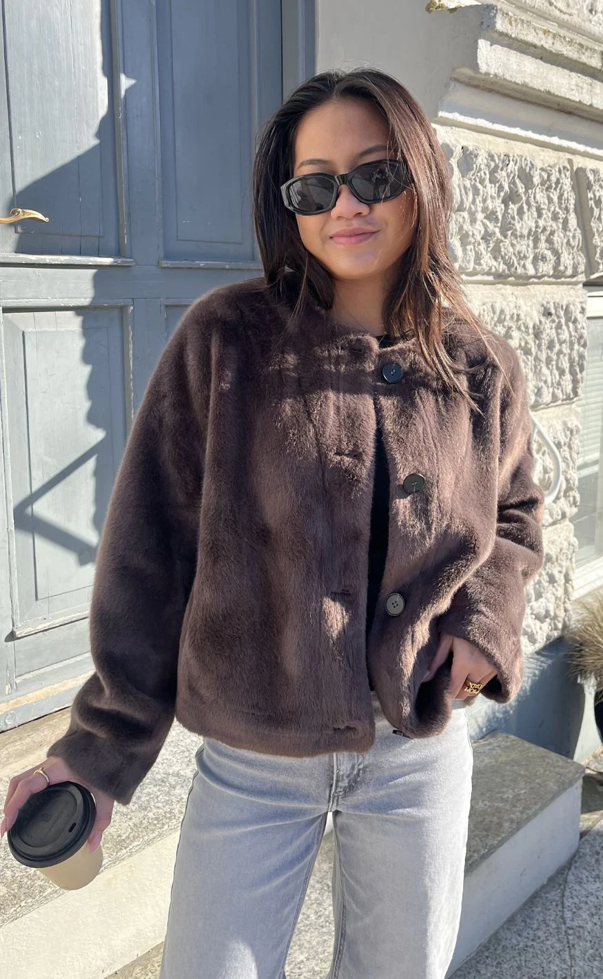 Notyz Jakke - Faux Fur - Dark Brown - Image 6