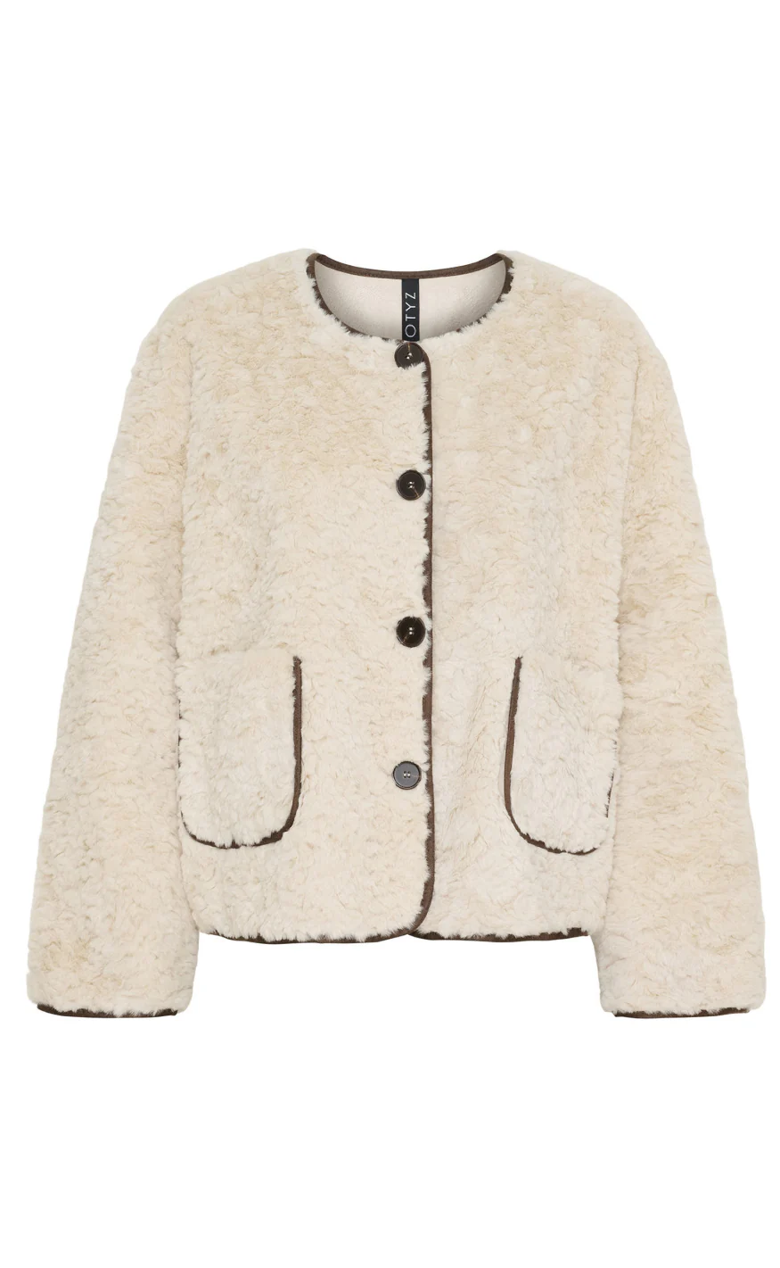 Notyz Jakke - Faux Fur Bonded - Beige