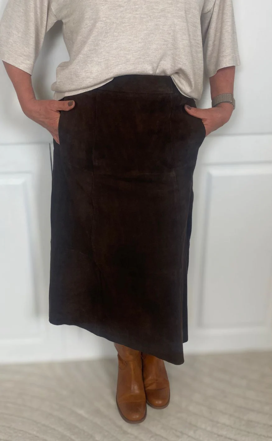 Notyz Nederdel - Suede Skirt - Dark Chocolate Brown - Image 5