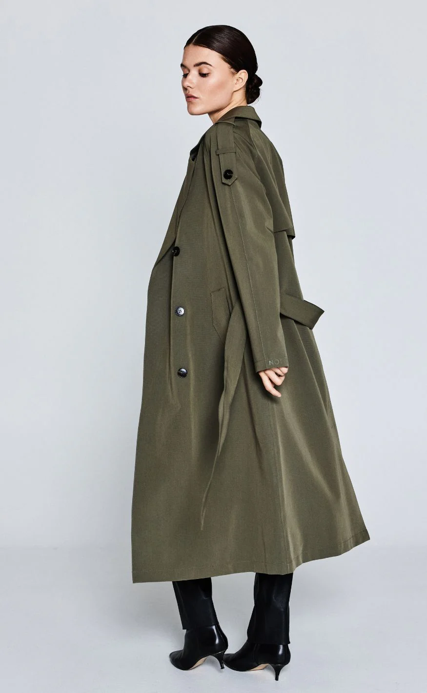 Notyz Jakke - Regnjakke Trenchcoat - Dusty Olive - Image 2