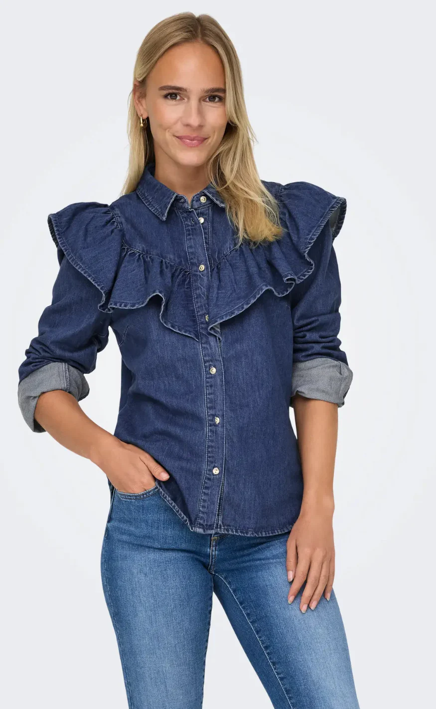ONLY Bluse - Indigo - Dark Blue Denim - Image 2