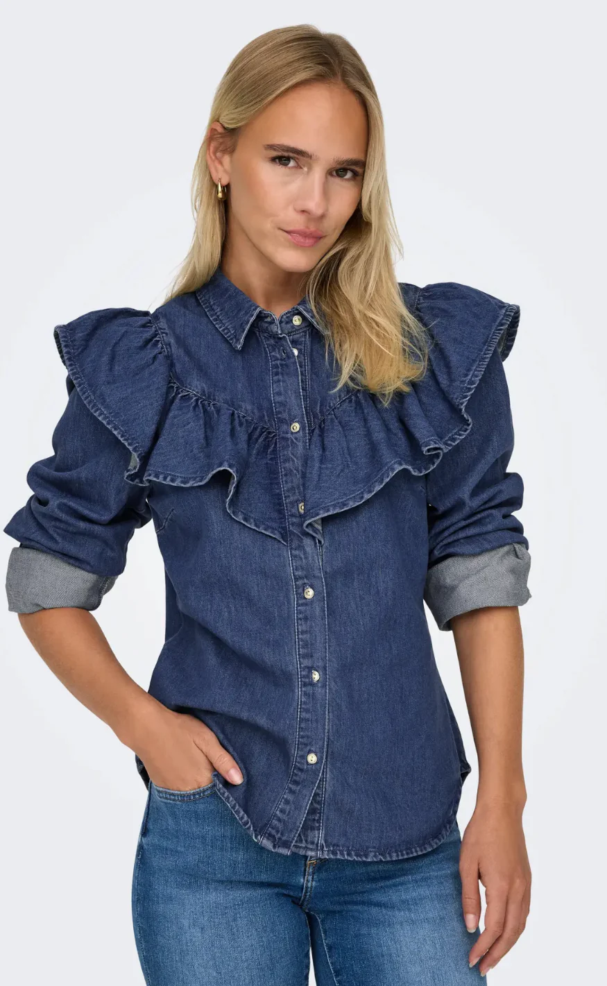 ONLY Bluse - Indigo - Dark Blue Denim - Image 6