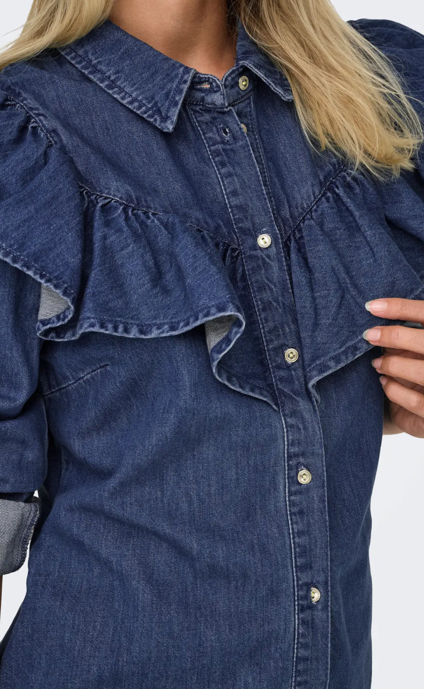 ONLY Bluse - Indigo - Dark Blue Denim - Image 7