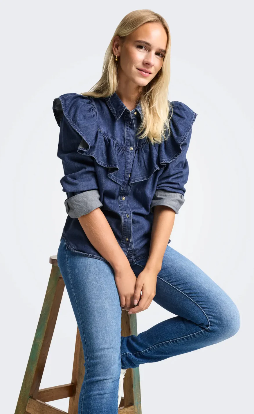 ONLY Bluse - Indigo - Dark Blue Denim - Image 8
