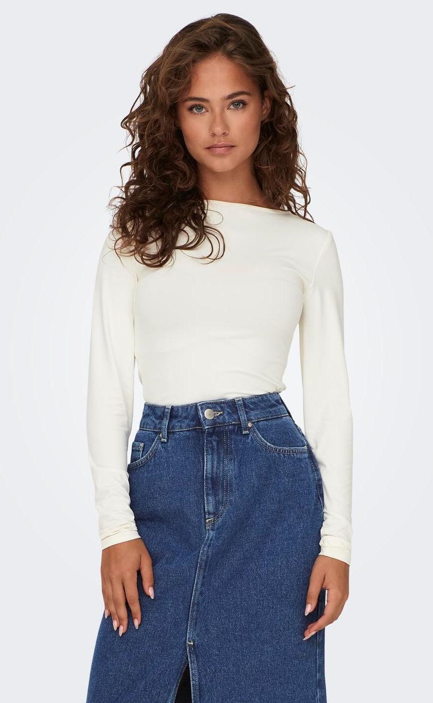 ONLY Bluse - Lea Deep 2 Ways - Cloud Dancer - Image 6