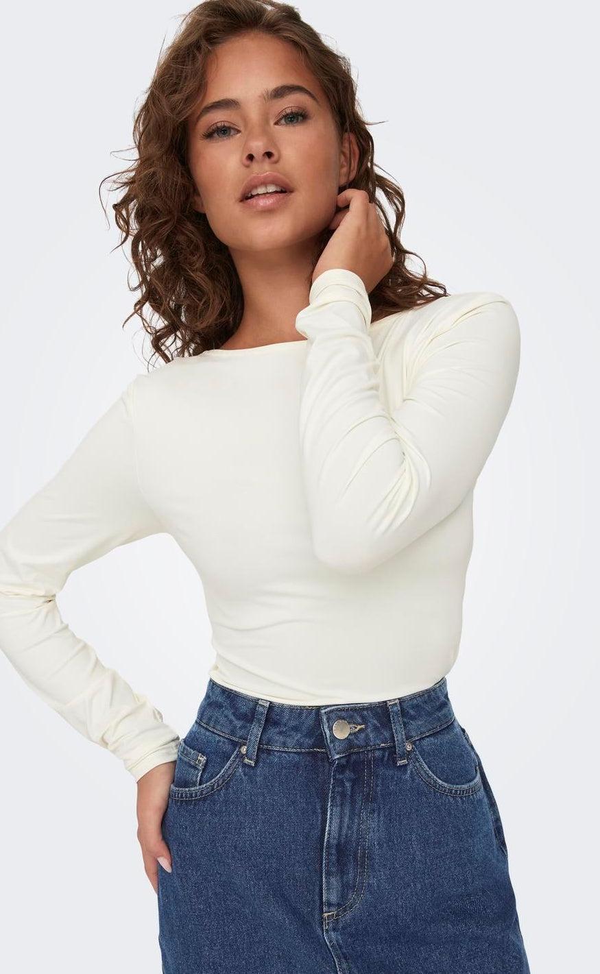 ONLY Bluse - Lea Deep 2 Ways - Cloud Dancer - Image 8