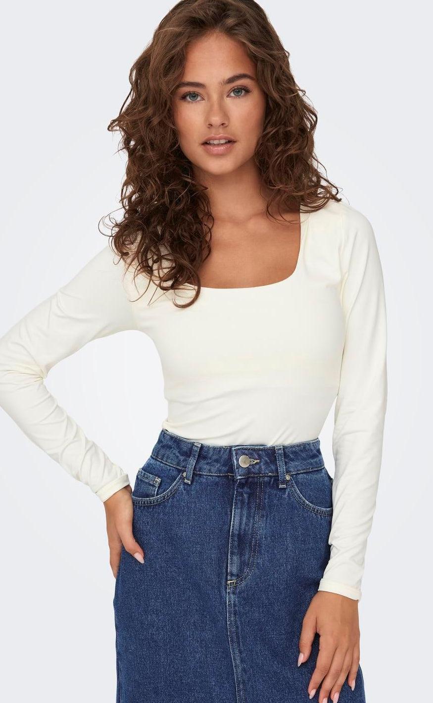 ONLY Bluse - Lea Deep 2 Ways - Cloud Dancer - Image 9