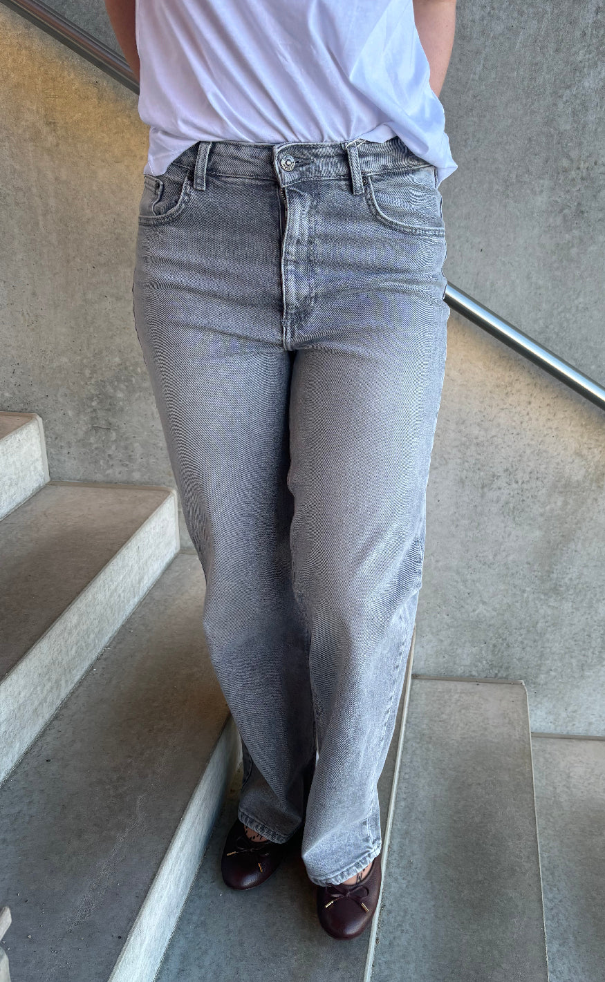 ONLY Bukser - Juicy Wide Leg - Medium Grey Denim - Image 4
