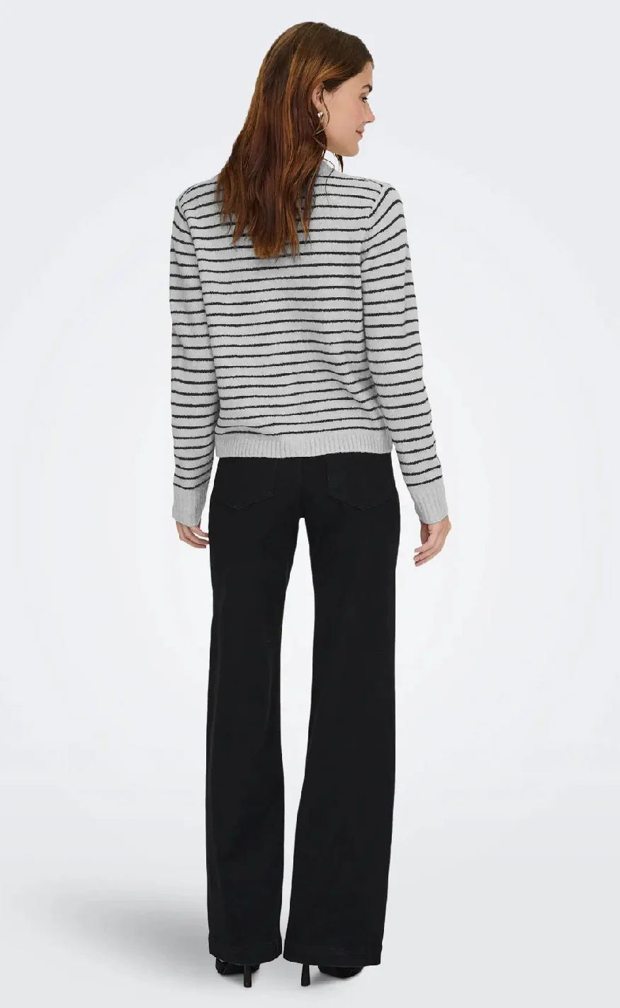 ONLY Cardigan - Chester LS - Light Grey Melange Black/Silver Button - Image 2