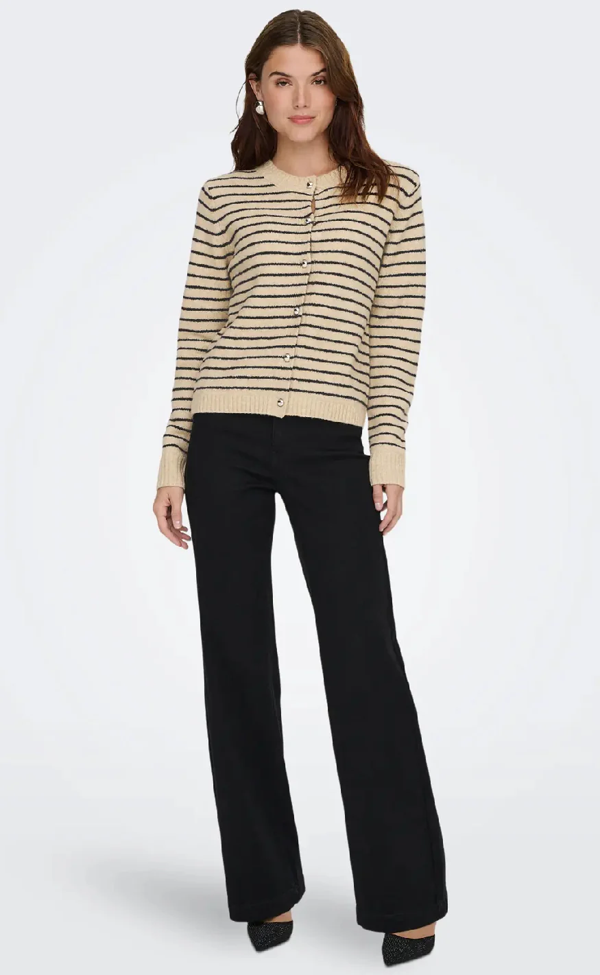 ONLY Cardigan - Chester LS - Humus Niht Sky/Mel/Silver Button - Image 4