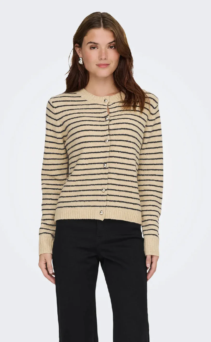 ONLY Cardigan - Chester LS - Humus Niht Sky/Mel/Silver Button - Image 6