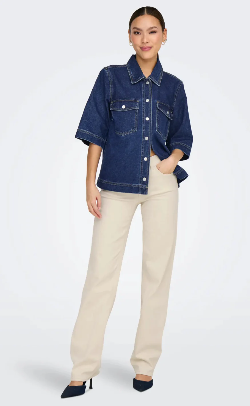 ONLY Skjorte - Belle - Dark Blue Denim - Image 8