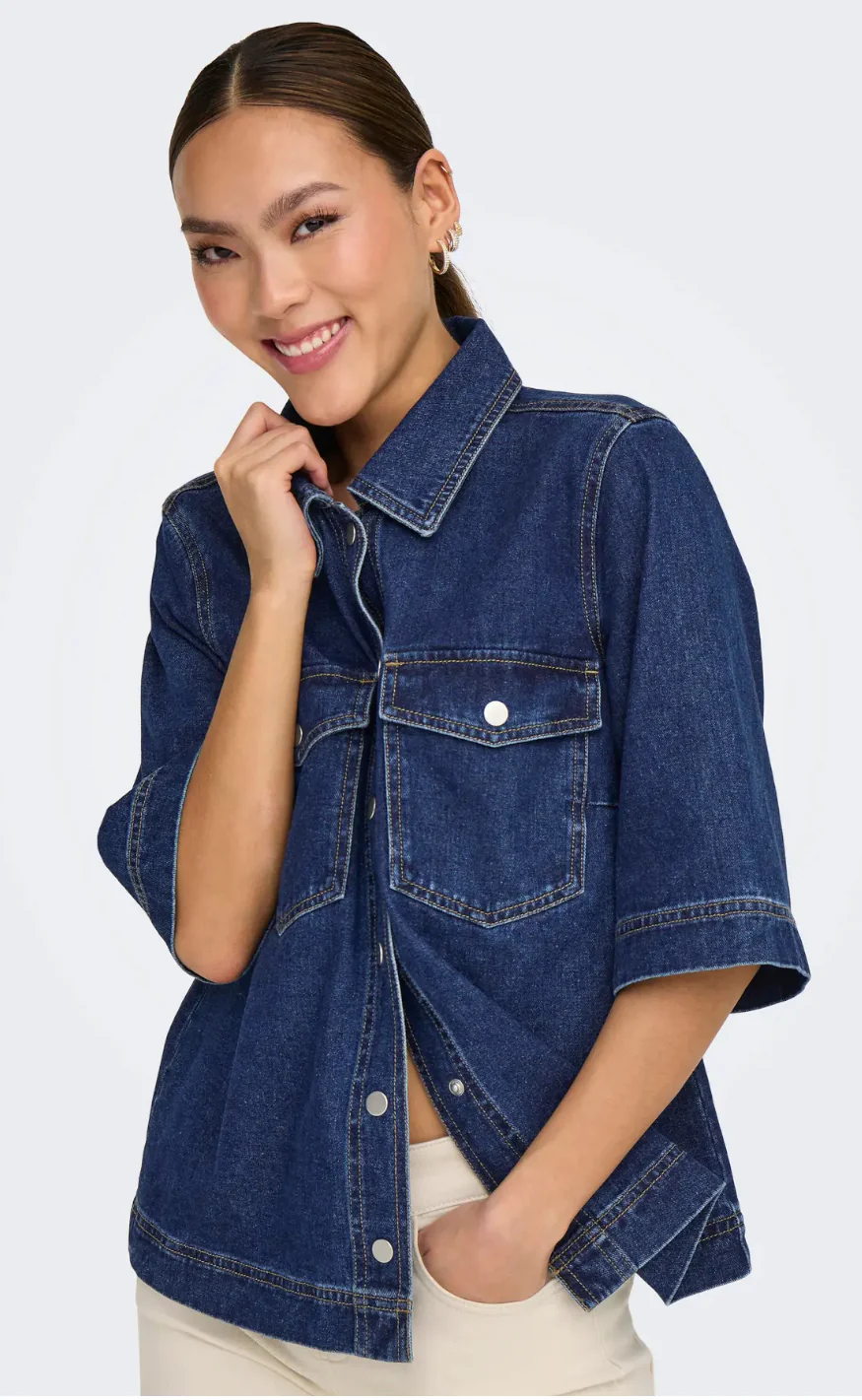 ONLY Skjorte - Belle - Dark Blue Denim - Image 9