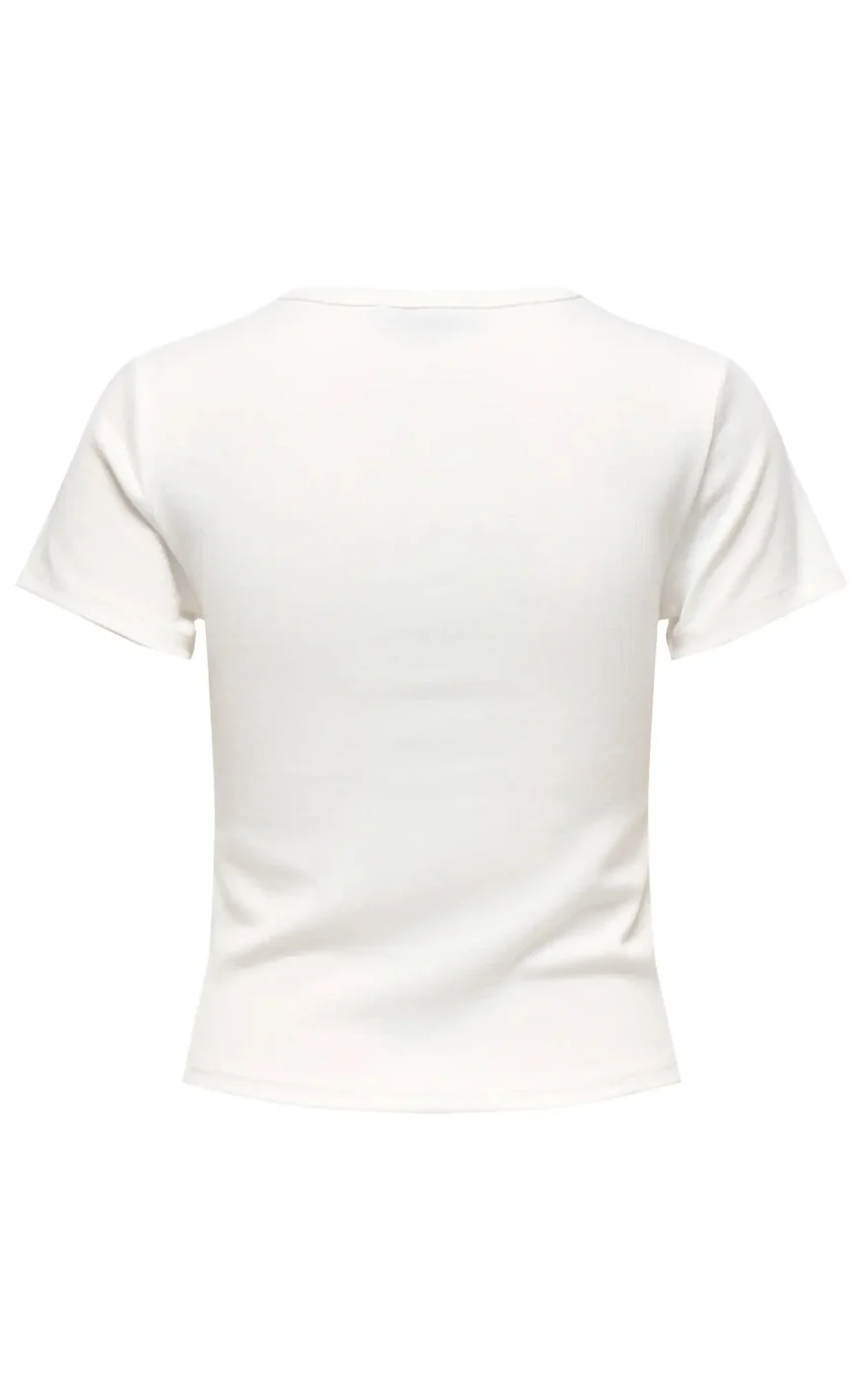 ONLY T-shirt - Elva June - Cloud Dancer/Red Heart - Image 2
