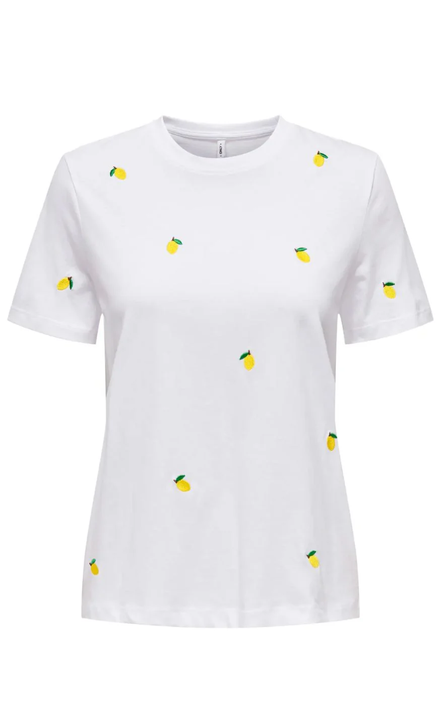 ONLY T-shirt - Ketty Life - Bright White Lemon - Image 2