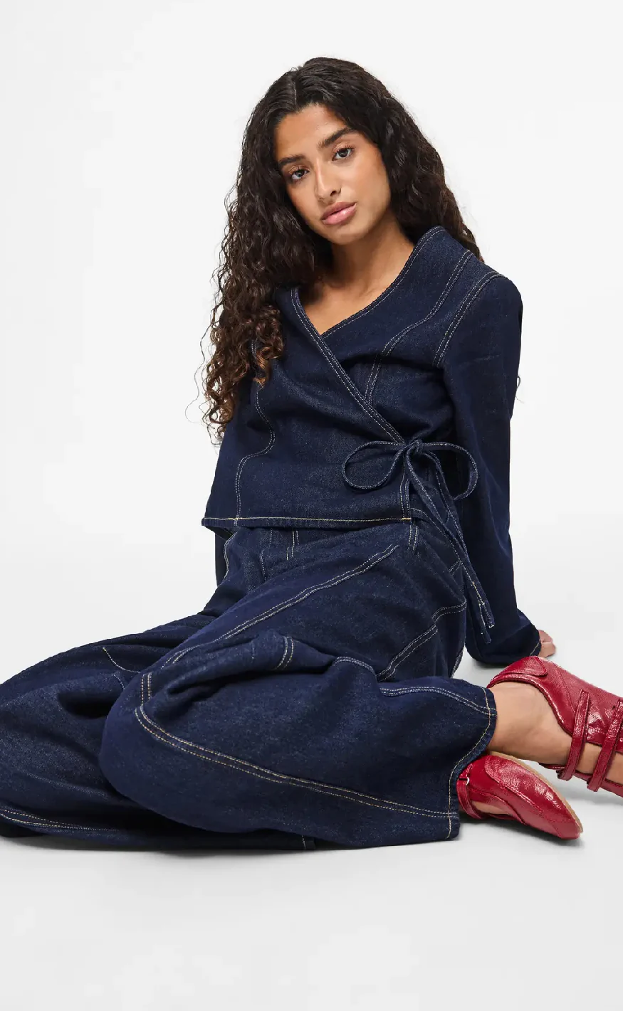 Pieces Bukser - Fenna - Dark Blue Denim - Image 4