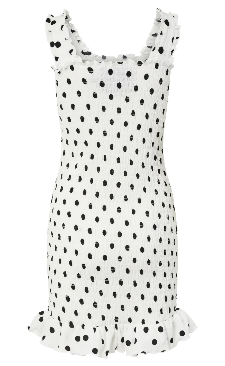 Pieces Kjole - Betty - Cloud Dancer/Black Dots - Image 2