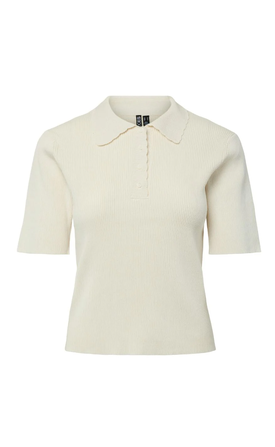 Pieces Bluse - Gera Polo - Egret